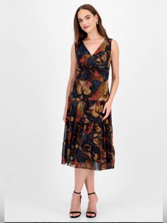 Connected Apparel Dresses & Skirts - Connected Apparel Women’s Sleeveless Tiered Midi Dress | NWT | Elegant Floral